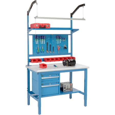 Global Industrial 48 x 36 Production Workbench, Laminate Safety Edge Complete Bench, Blue 319310BL